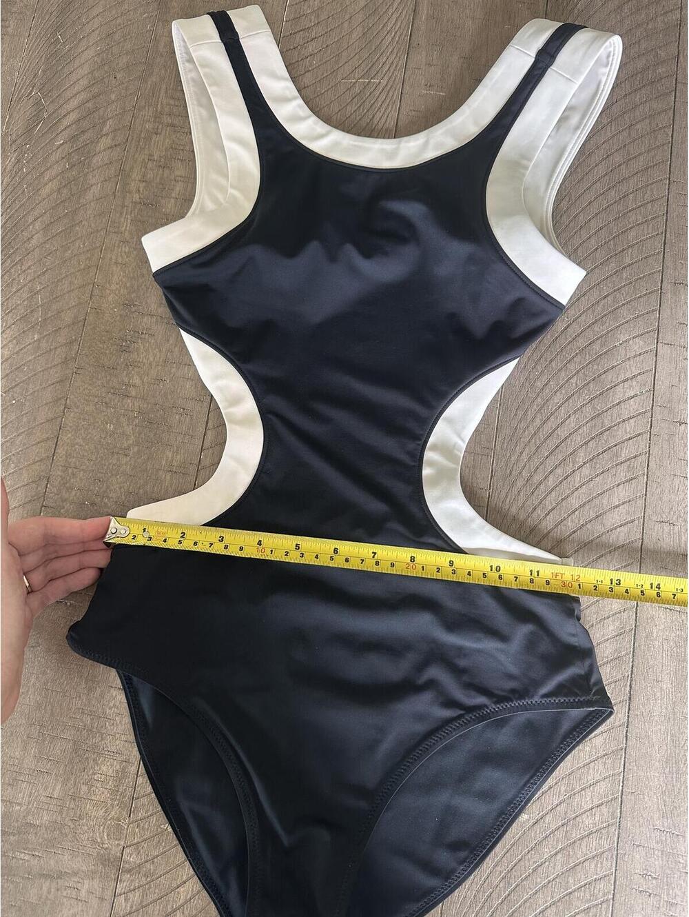 STAUD Dolce One Piece Swimsuit with Cutouts in Black/White Women’s XS - Picture 11 of 15